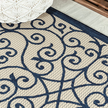 Madrid Vintage Filigree Textured Weave Indoor/outdoor Area Rug